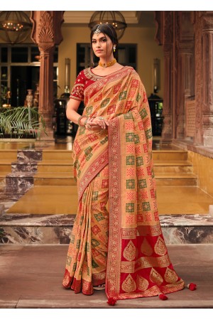 Reddish Color Dola Silk Saree